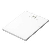 Olivgrün Einfach Elegant Modernes Monogramm Notizblock (Rotiert)