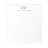 Olivgrün Einfach Elegant Modernes Monogramm Notizblock (Vorderseite)