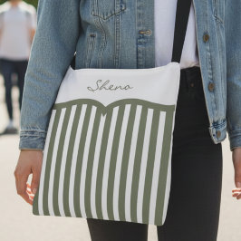 Olivgrün gestreifte Monogramm-Tasche Tragetaschen Mit Langen Trägern
