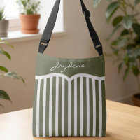 Olivgrün gestreifte Monogramm-Tasche