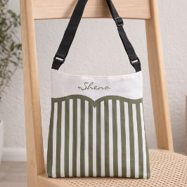 Olivgrün gestreifte Monogramm-Tasche Tragetaschen Mit Langen Trägern