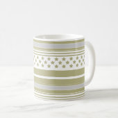 Olivgrün gestreiftes Muster mit Sternen Kaffeetasse (VorderseiteRechts)