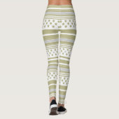 Olivgrün gestreiftes Muster mit Sternen Leggings (Rückseite)
