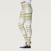 Olivgrün gestreiftes Muster mit Sternen Leggings (Links)