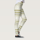 Olivgrün gestreiftes Muster mit Sternen Leggings (Rechts)