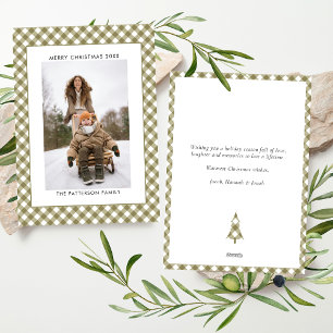 Olivgrün Gingham Karo Muster Foto Weihnachten