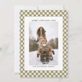 Olivgrün Gingham Karo Muster Foto Weihnachten (Vorderseite)