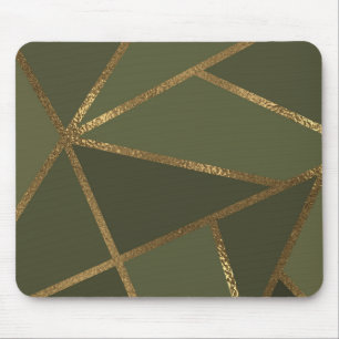 Olivgrün Gold Bronze Geometrisch Glamourös Chic Bü Mousepad