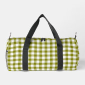 Olivgrün kariert Gingham personalisiert Duffle Bag (Rückseite)