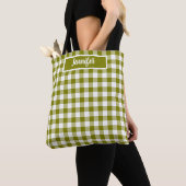 Olivgrün kariert Gingham personalisiert Tasche (Von Nahem)