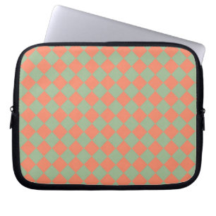 Olivgrün Lachsrosa Karo Diamantmuster Laptopschutzhülle