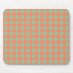 Olivgrün Lachsrosa Karo Diamantmuster Mousepad
