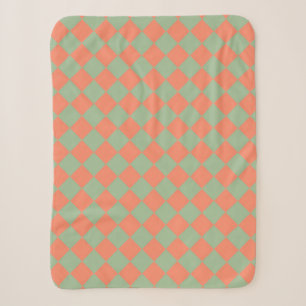 Olivgrün Lachsrosa Karo Diamantmuster Sherpadecke