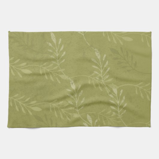 Olivgrün Lässig oder formell botanisch Geschirrtuch (Horizontal)