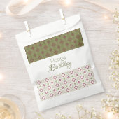 Olivgrün mit burgundischem Muster Geschenktütchen (Ausgeschnitten)