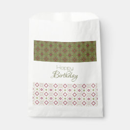 Olivgrün mit burgundischem Muster Geschenktütchen