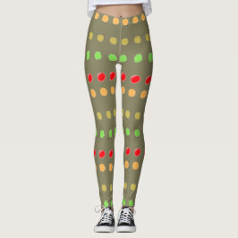 Olivgrün mit Polka-Punkten Leggings