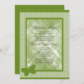 Olivgrün mit Schmetterling-Uni Trunk-Party Einladung (Vorne/Hinten)