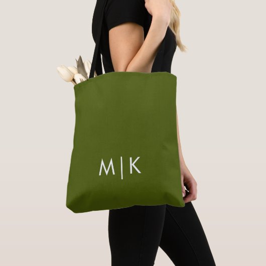 Olivgrün | Modernes Monogramm Tasche (Von Nahem)
