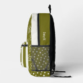 Olivgrün Retro Gänseblümchen & Streifen Personaliz Bedruckter Rucksack (Rechts)