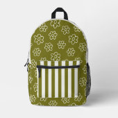 Olivgrün Retro Gänseblümchen & Streifen Personaliz Bedruckter Rucksack (Vorderseite)