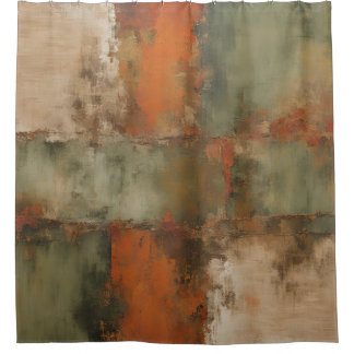 Olivgrün-Sage-Braunorange-Distressed-Abstrakt  Duschvorhang