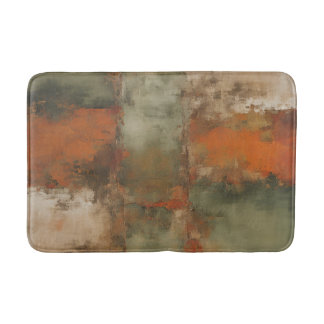 Olivgrün-Salbei-Braunorange-Distressed-Abstrakt  Badematte
