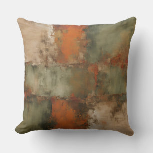 Olivgrün Salbei Gebranntes Orange Beige Abstract  Kissen