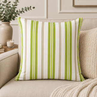 Olivgrün + Salbeigrün + Beige Streifenmuster Kissen