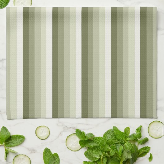 Olivgrün-Schattenstreifen Geschirrtuch (Gefaltet)