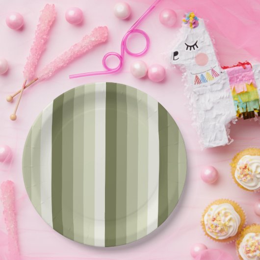 Olivgrün-Schattenstreifen Pappteller (Party)