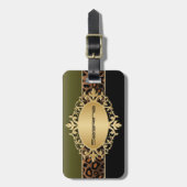 Olivgrün, Schwarz und Leopard Gepäckanhänger (Vorderseite vertikal)
