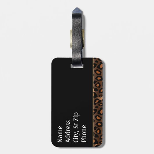 Olivgrün, Schwarz und Leopard Gepäckanhänger (Rückseite vertikal)