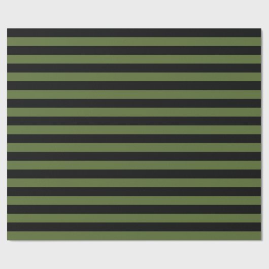 Olivgrün/schwarzer Streifen Geschenkpapier (Flach)