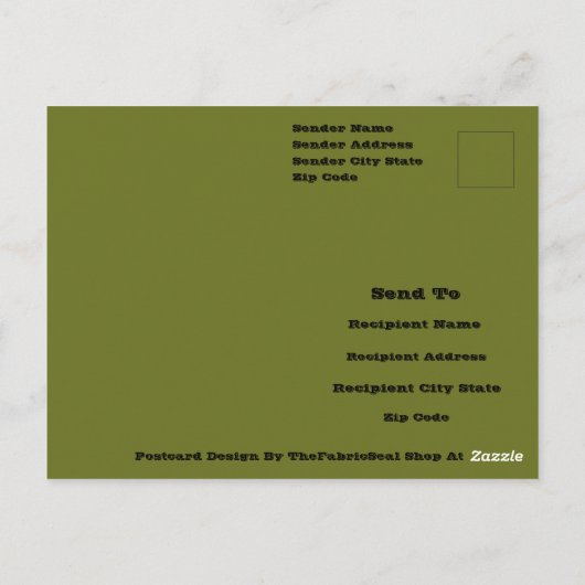 Olivgrün Solid Color Postkarte (Rückseite)