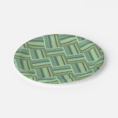 Olivgrün Streifen Pappteller (Schrägansicht)