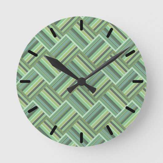 Olivgrün Streifen Runde Wanduhr (Vorderseite)