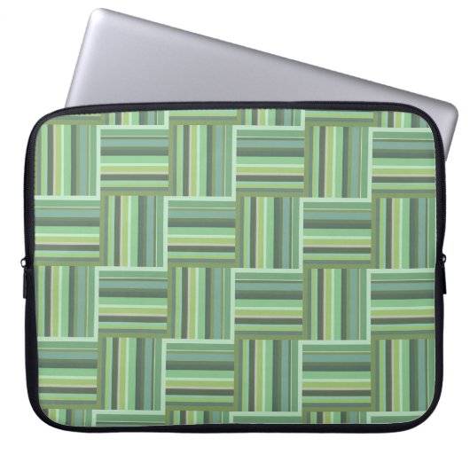 Olivgrün Streifen Webmuster Laptopschutzhülle (Vorderseite)