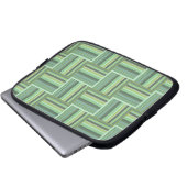 Olivgrün Streifen Webmuster Laptopschutzhülle (Vorne Knopf)