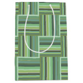 Olivgrün Streifen Webmuster Mittlere Geschenktüte (Vorderseite)