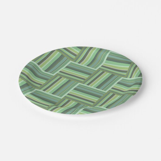 Olivgrün Streifen Webmuster Pappteller (Schrägansicht)