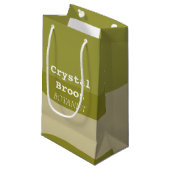 Olivgrün und braun kleine geschenktüte (Vorderseite Schrägansicht)
