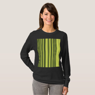 Olivgrün und Limettgelbe Streifen T-Shirt