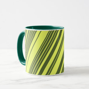 Olivgrün und Limettgelbe Streifen Tasse