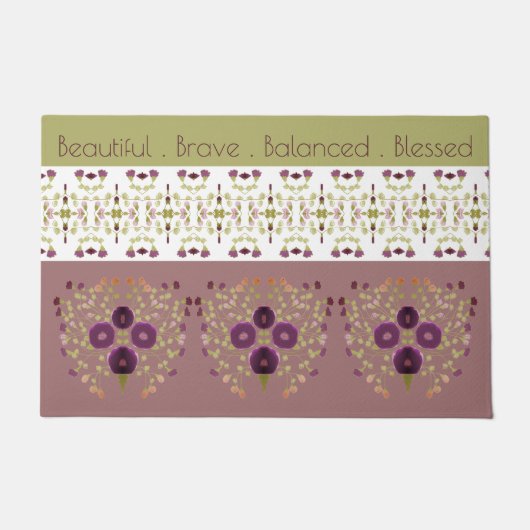 Olivgrün und Rose Fußmatte (Vorderseite)