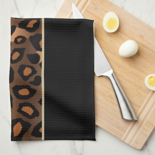 Olivgrün-und Schwarz-Leopard-Tierdruck Handtuch (Viertel Falte)