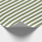 Olivgrün und weiße, cremefarbene Streifen Geschenkpapier (Ecke)