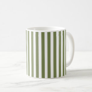 Olivgrün und weiße, cremefarbene Streifen Kaffeetasse