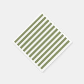 Olivgrün und weiße, cremefarbene Streifen Serviette (Ecke)