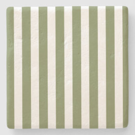 Olivgrün und weiße, cremefarbene Streifen Steinuntersetzer